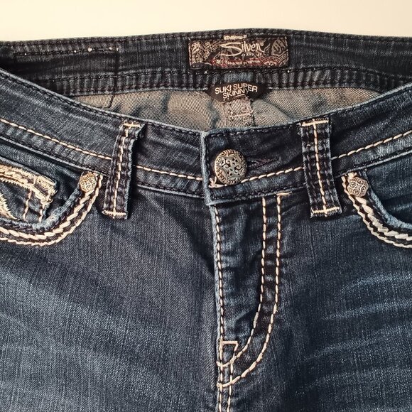 Silver Jeans Co Denim Size 28/6 Suki Super Skinny Low Rise Medium Dark Wash - Picture 3 of 9
